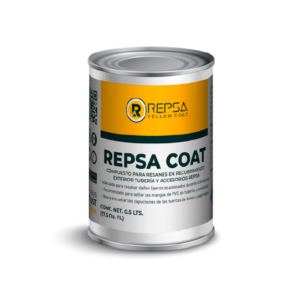 Resanador para PVC gris, marca REPSA Yellow Coat®.